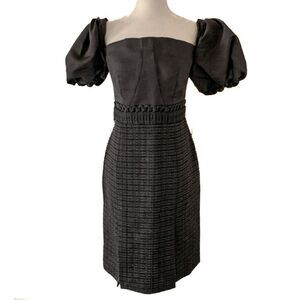 Jonathan Simkhai Black Short Puff Sleeve Knee Length Dress Size 10 New With Tags